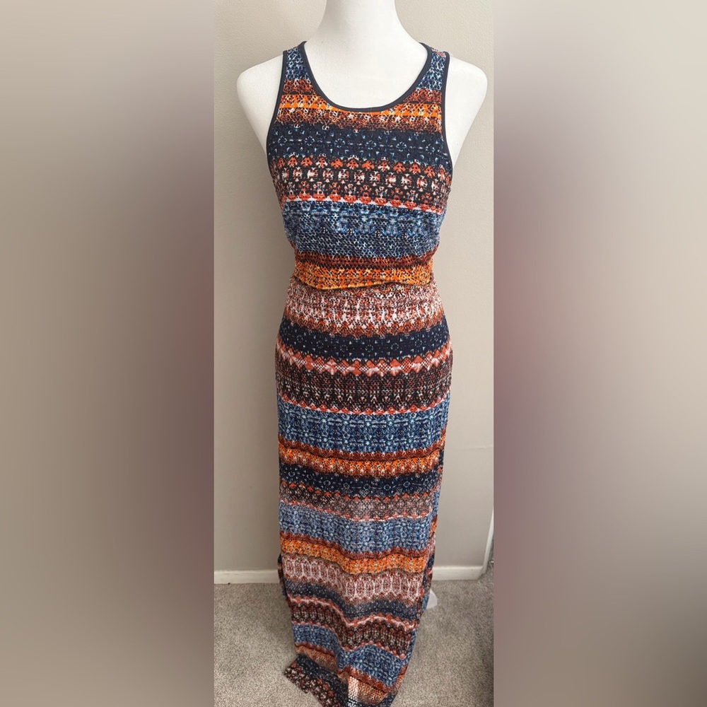 Sleeveless Lace Overlay Maxi Summer Dress